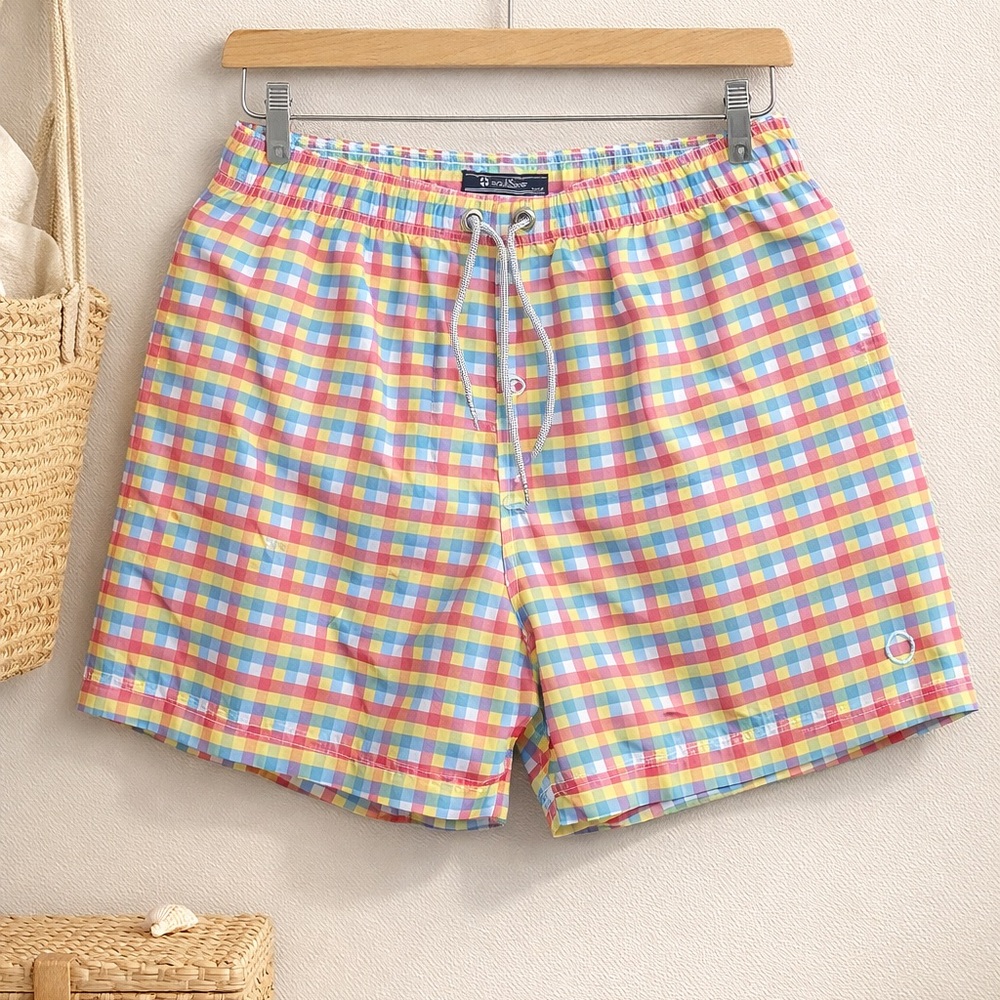 azulSiete Checkered Swim Shorts (Large)